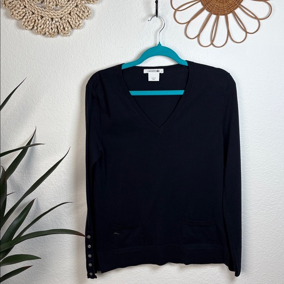 Lacoste Sweaters - Lacoste Navy V-Neck Long Sleeve Sweater